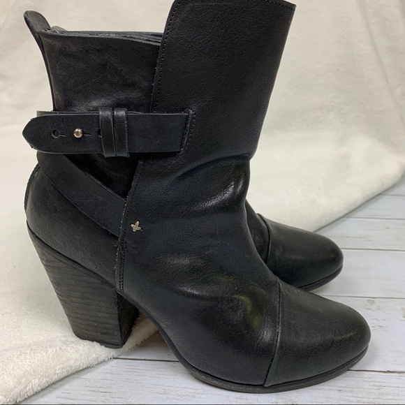 rag & bone Black Crossed Leather Booties - Picture 3 of 8